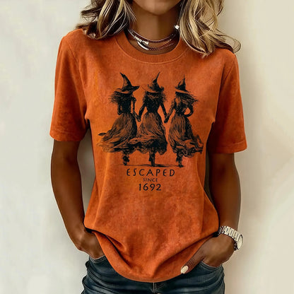 Cardydony Women's Retro Halloween Print Casual T-shirt