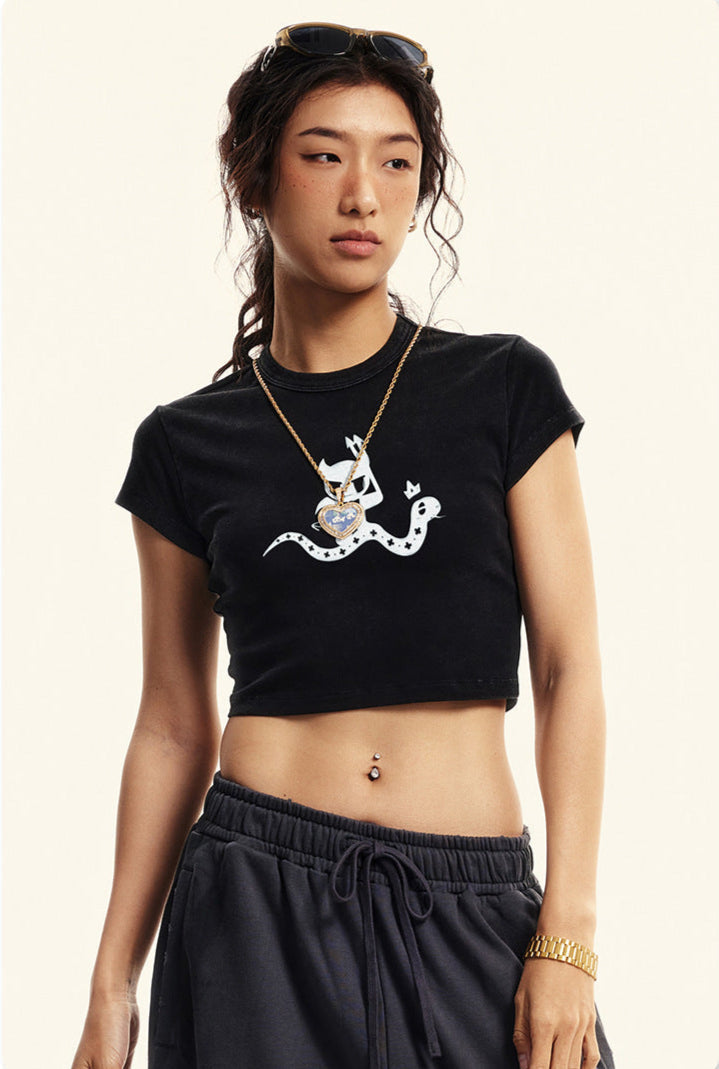 Cardydony Women's Essential Pop Cropped Cotton Tee