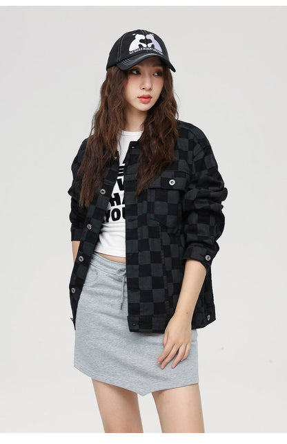 Cardydony Checkered Print Utility Jacket