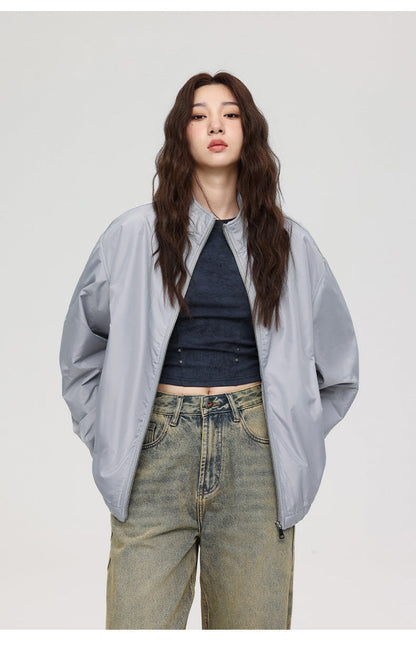 Cardydony Oversized Balloon Sleeve Bomber Jacket