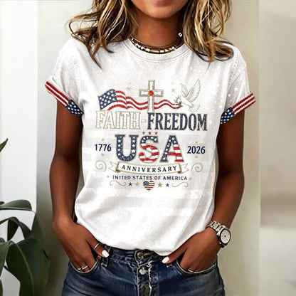 Cardydony Women's Retro Independence Day Anniversary T-shirt