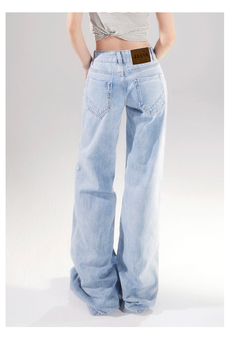 Cardydony Women's Y2K Low Rise Jeans Women | Light Wash Straight Leg Denim Pants Vintage Streetwear