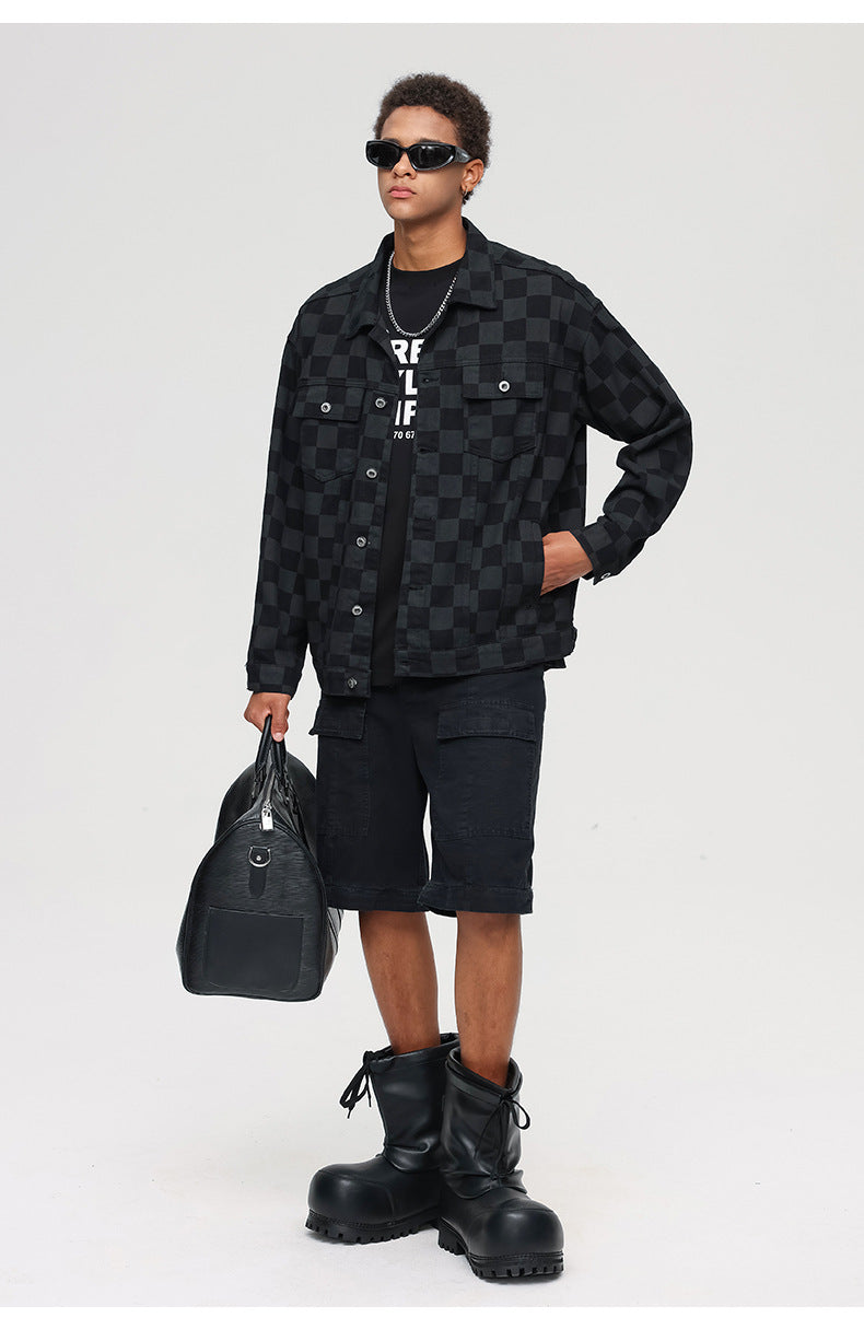 Cardydony Checkered Print Utility Jacket