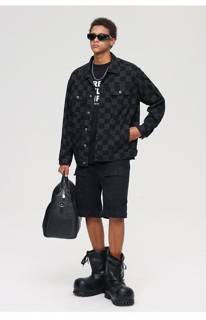 Cardydony Checkered Print Utility Jacket