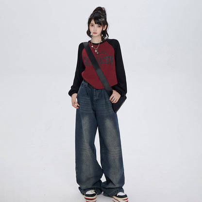 Cardydony Women's Vintage High-Waisted Wide-Leg Jeans with Pocket Detail