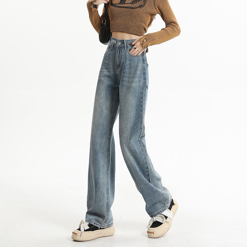 Cardydony Women's Classic High-Waisted Straight-Leg Jeans with Pocket Details