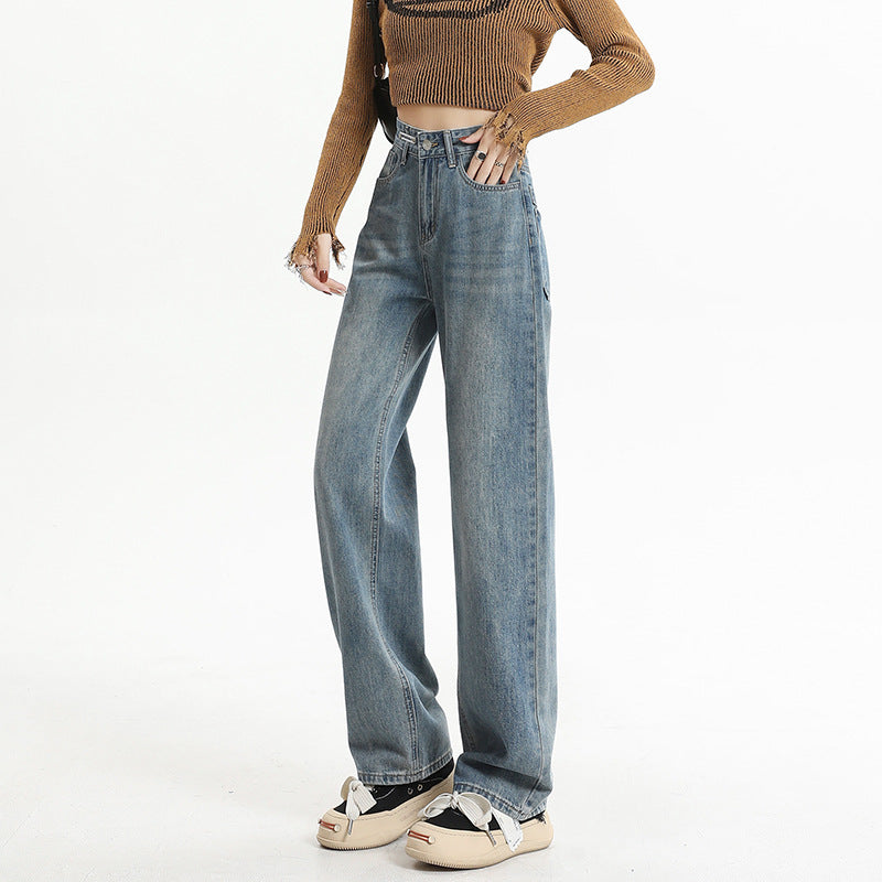 Cardydony Women's Classic High-Waisted Straight-Leg Jeans with Pocket Details