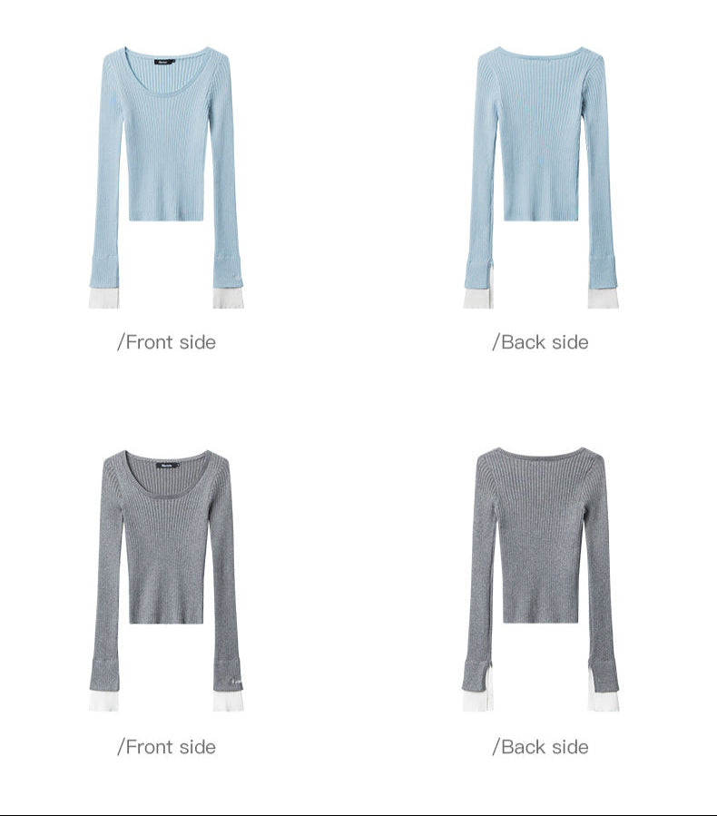 Cardydony Women's Crop Top | Long Sleeve Ribbed Knit Shirt