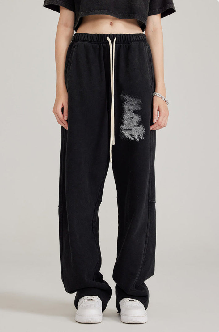 Cardydony Women's Washed Effect Wide-Leg Pants