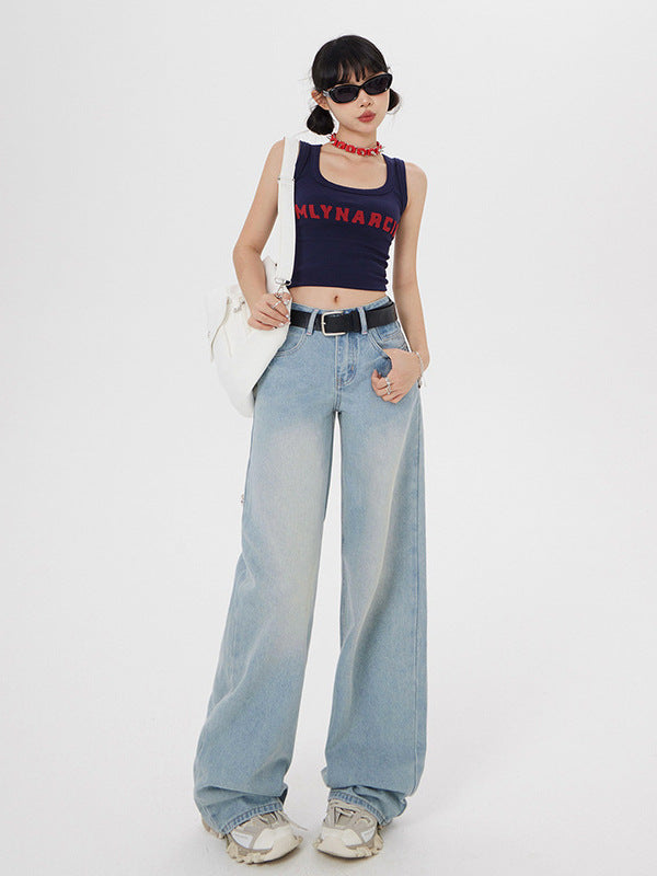 Cardydony Women's High-Waisted Light Blue Straight-Leg Jeans for Casual Chic