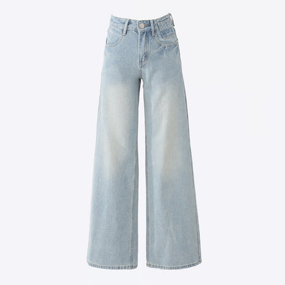 Cardydony Women's High-Waisted Light Blue Straight-Leg Jeans for Casual Chic
