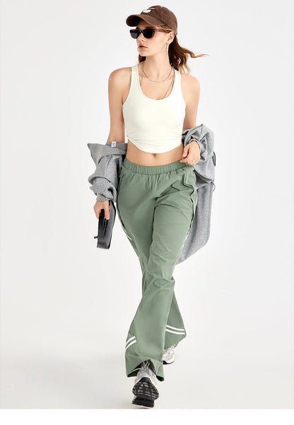 Cardydony Women's High-Waisted Wide Leg Sport Pants – Retro Parachute Style with Side Stripes