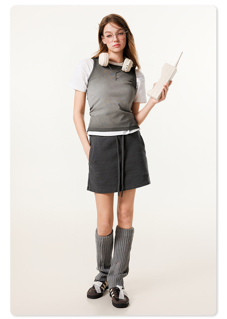 Cardydony Women's High-Waist Cotton Mini Skirt | Vintage Wash Collection