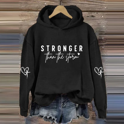 Cardydony Women's Stronger Than The Storm Printed Hoodie