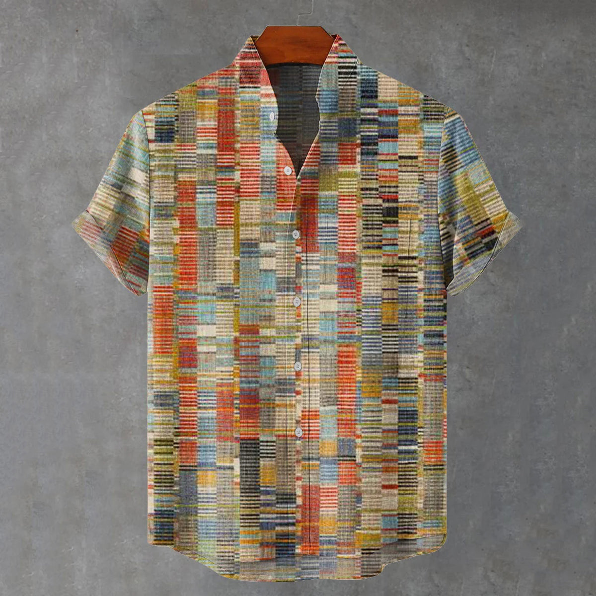 Cardydony Abstract Geometric Pattern Art Vintage Print Casual Cotton Shirt