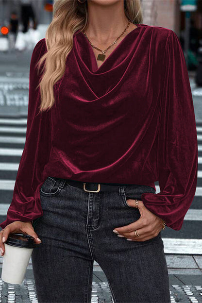 Cardydony Women's Fashionable Velvet Long-sleeved Loose Casual Top