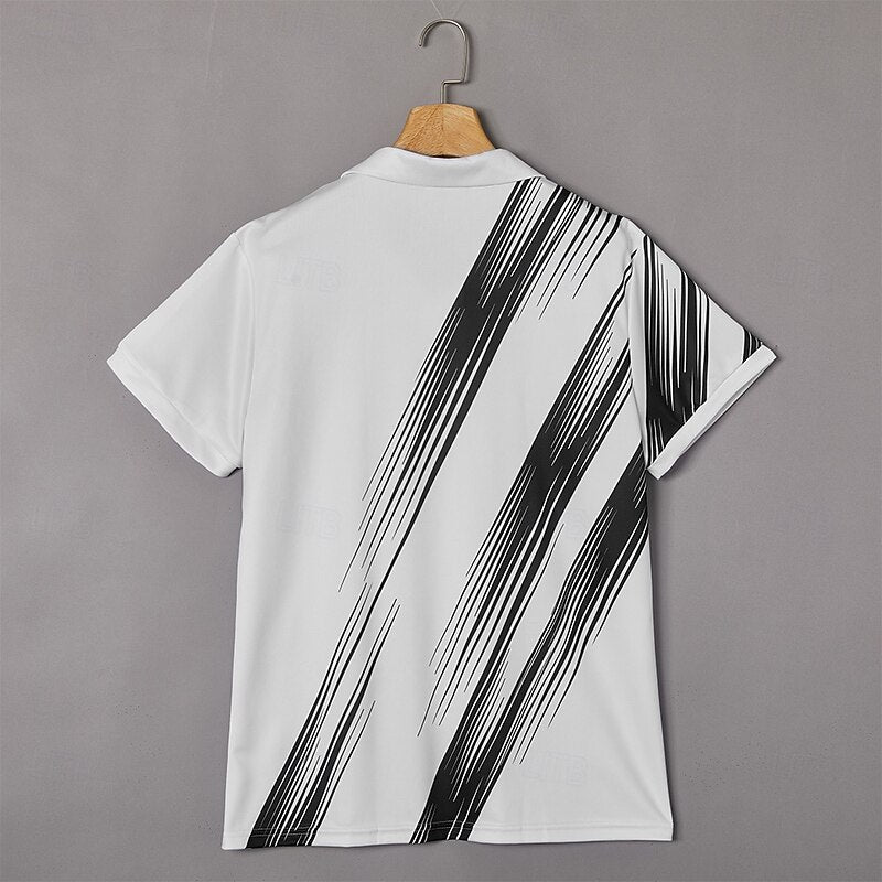 Cardydony Men's Line Pattern Golf Sports Polo Shirt