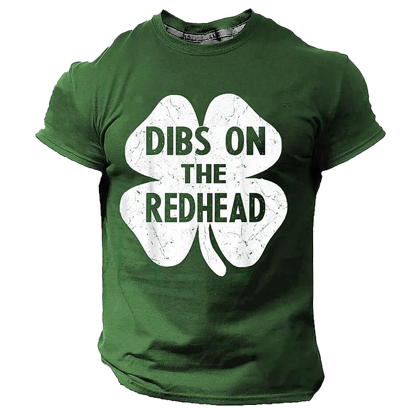 Cardydony Men's St. Patrick Day Dibs On The Redhead Shamrock Irish Graphic T-shirt