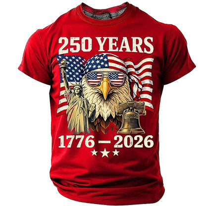 Cardydony Men's Anniversary 250 Years 1776 2026 Cool Bald Eagle Sunglasses Statue Of Liberty Us Flag T Shirt