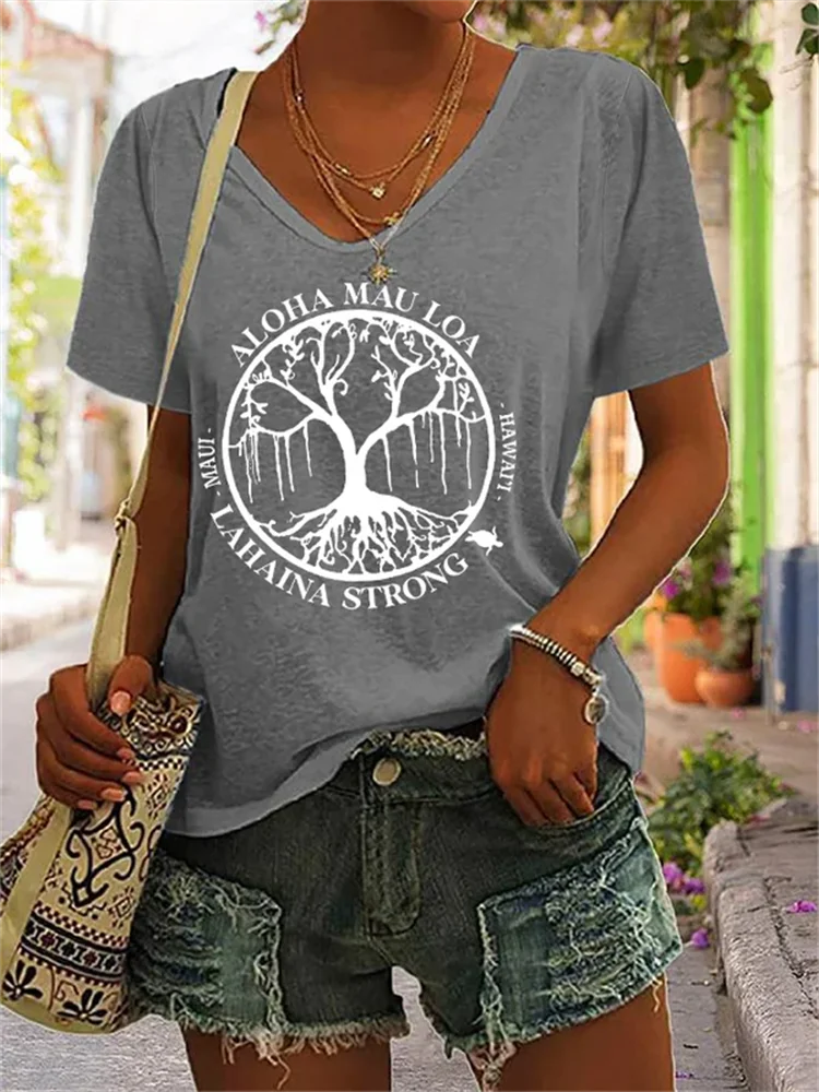 Cardydony Women's Lahaina Strong Support MAUI V-Neck Tee