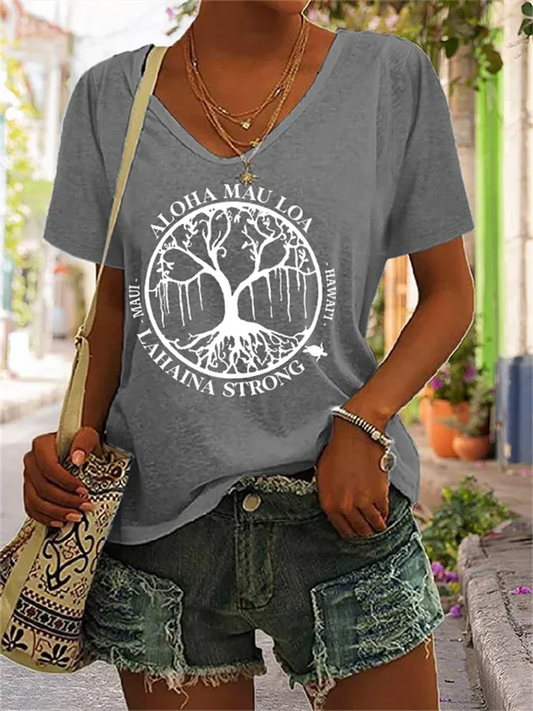 Cardydony Women's Lahaina Strong Support MAUI V-Neck Tee