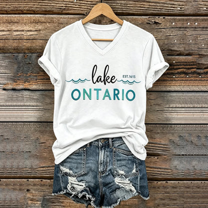 Cardydony 1615 Lake Ontario Printed Women's Short-sleeve T-shirt