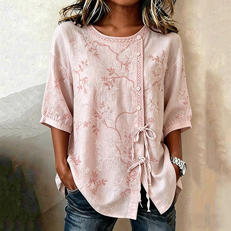 Cardydony Women's Casual Floral Print Short-sleeved Top