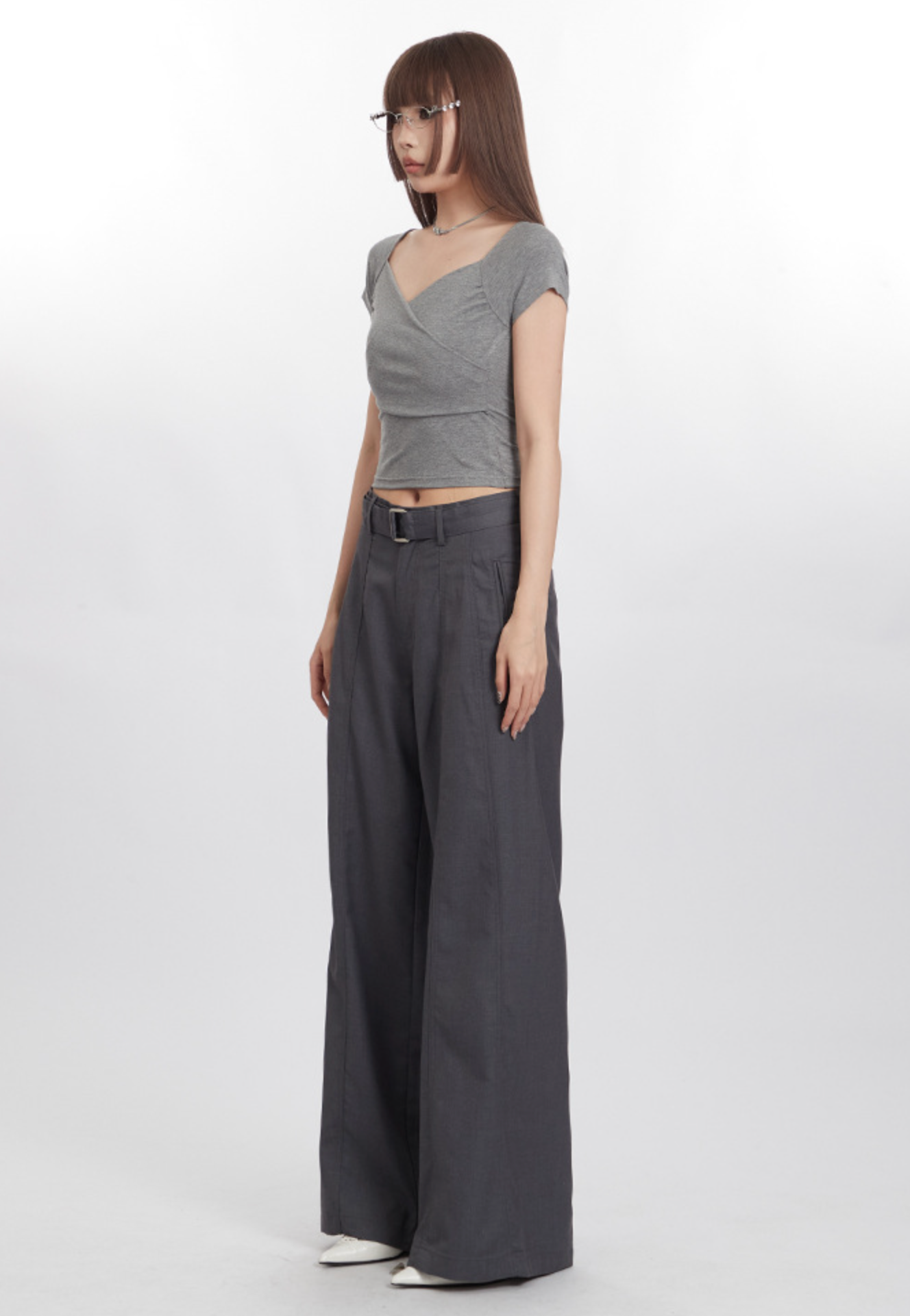Cardydony Women's Elegant Wrap-Style V-Neck Crop Top