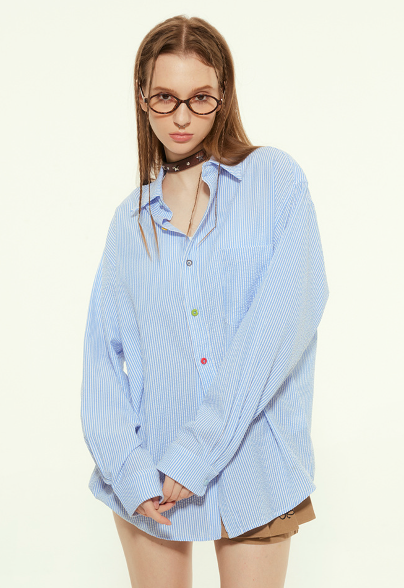 Cardydony Women's Relaxed Fit Oversized Striped Button-Up Shirt with Classic Charm