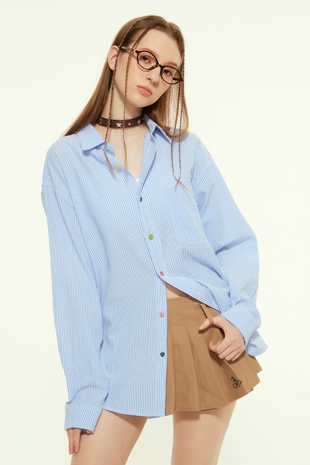Cardydony Women's Relaxed Fit Oversized Striped Button-Up Shirt with Classic Charm
