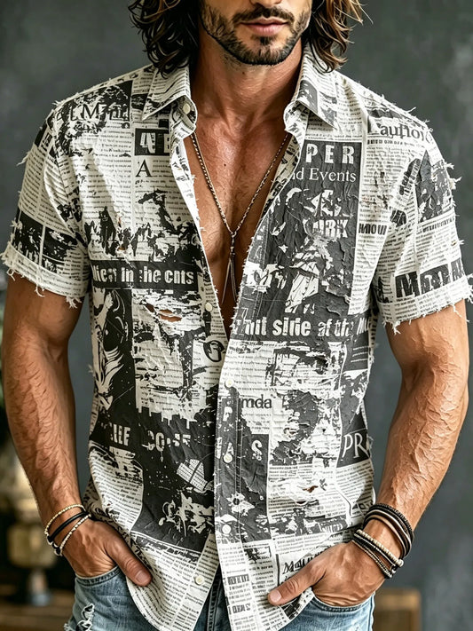Cardydony Men's Retro Hippie Style Printed Shirt