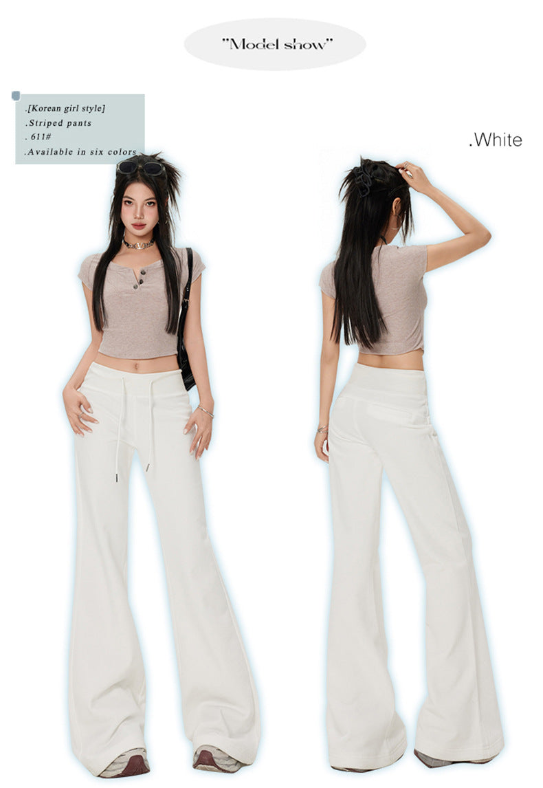 Cardydony Women's High-Waist Drawstring Summer Flared Pants | Slim Fit Lounge Trousers for Women