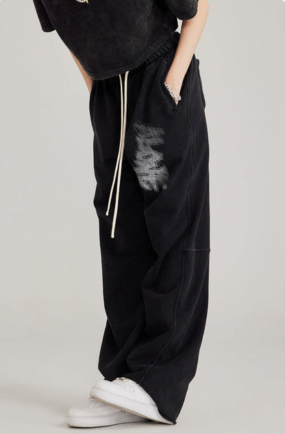 Cardydony Women's Washed Effect Wide-Leg Pants