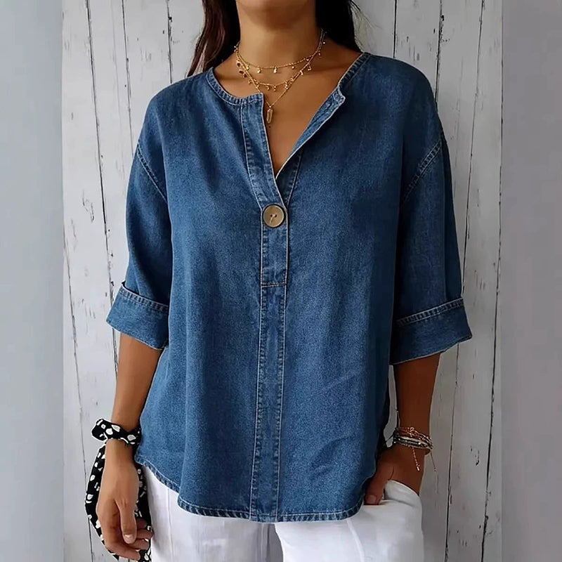 Cardydony Women's Retro Cozy Casual Denim Top
