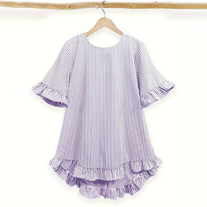 Cardydony Women's Striped Crew Neck Loose Shirt