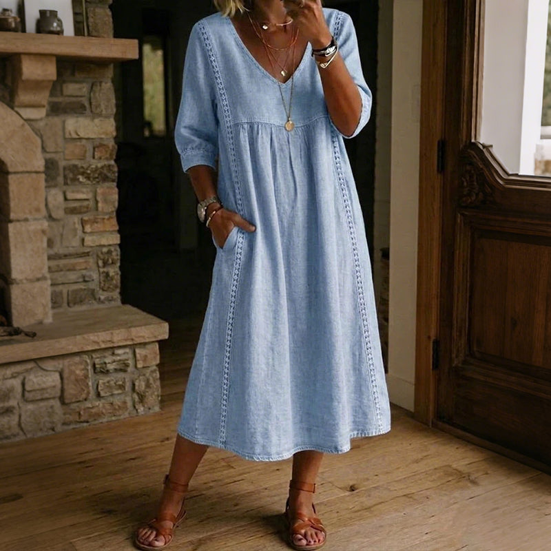 Cardydony Women's Solid Color Linen Blend Maxi Dress