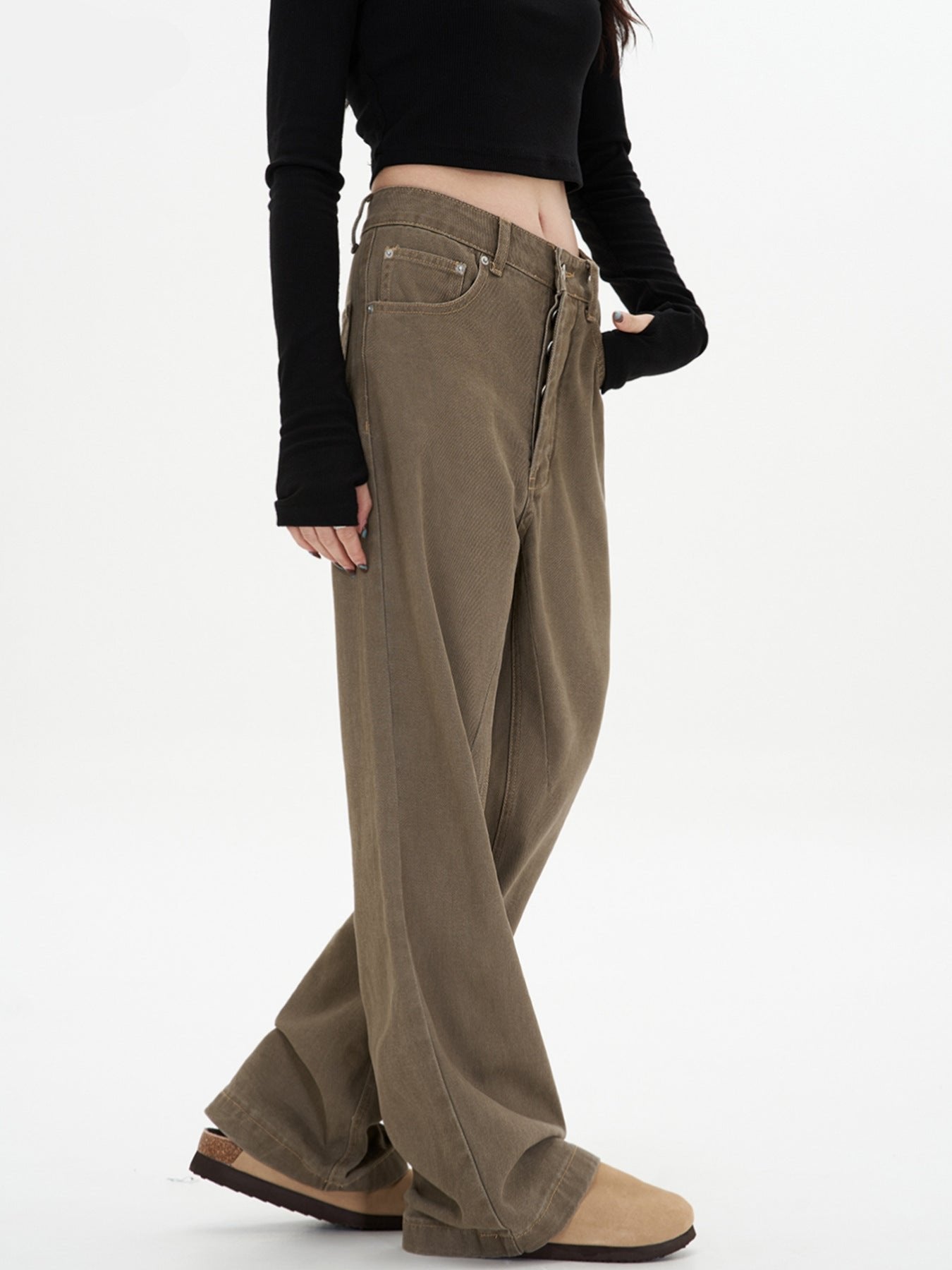 Cardydony Women's Vintage-Inspired High-Waisted Straight-Leg Pants