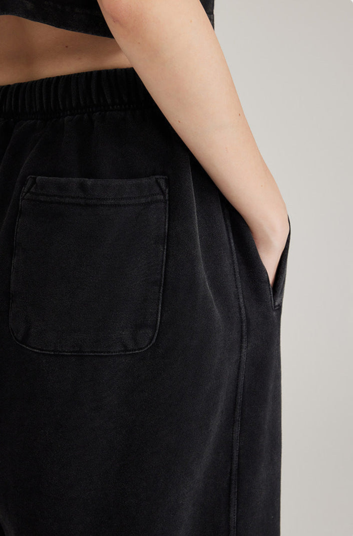 Cardydony Women's Washed Effect Wide-Leg Pants