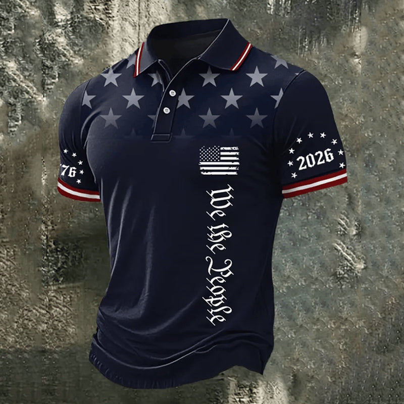 Cardydony Men's U.s. Anniversary Commemorative Printed Polo Shirt