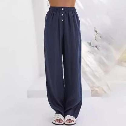 Cardydony Casual High Waist Linen Blend Trousers