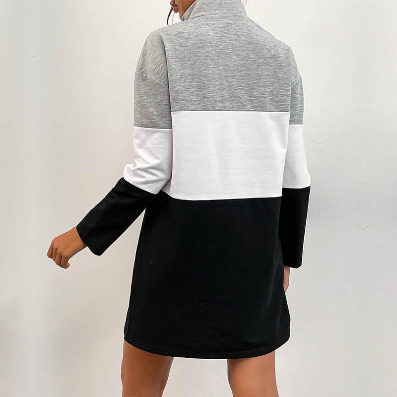 Cardydony Women's Color Block Quarter-Zip Dress - Sporty Street Style