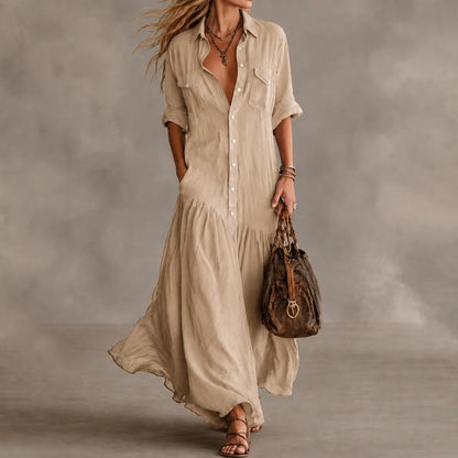 Cardydony Vacation  Loose  Long Shirt Dress Maxi Dress
