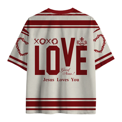 Cardydony Men's Jesus loves you Mesh Jersey