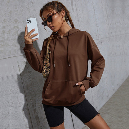 Cardydony Women's Oversized Essential Casual Hoodie – Women's Solid Color Pullover with Pocket