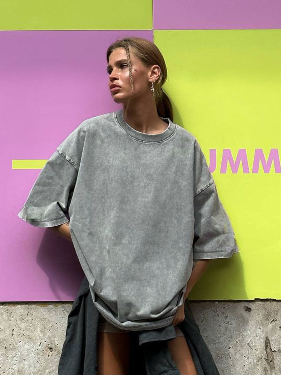 Cardydony Women's Vintage Washed Cotton Oversized T Shirts