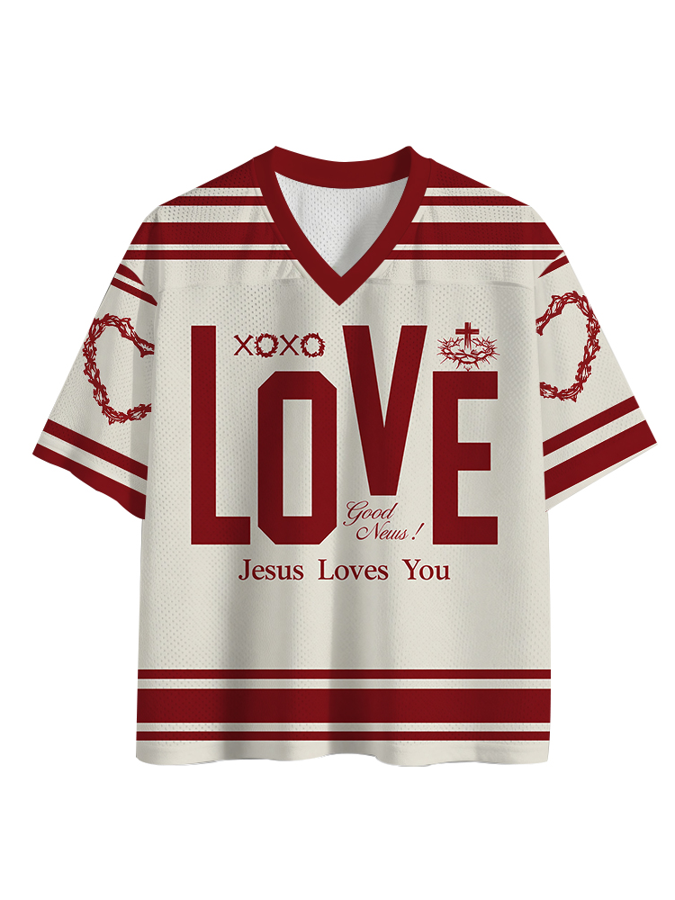 Cardydony Men's Jesus loves you Mesh Jersey