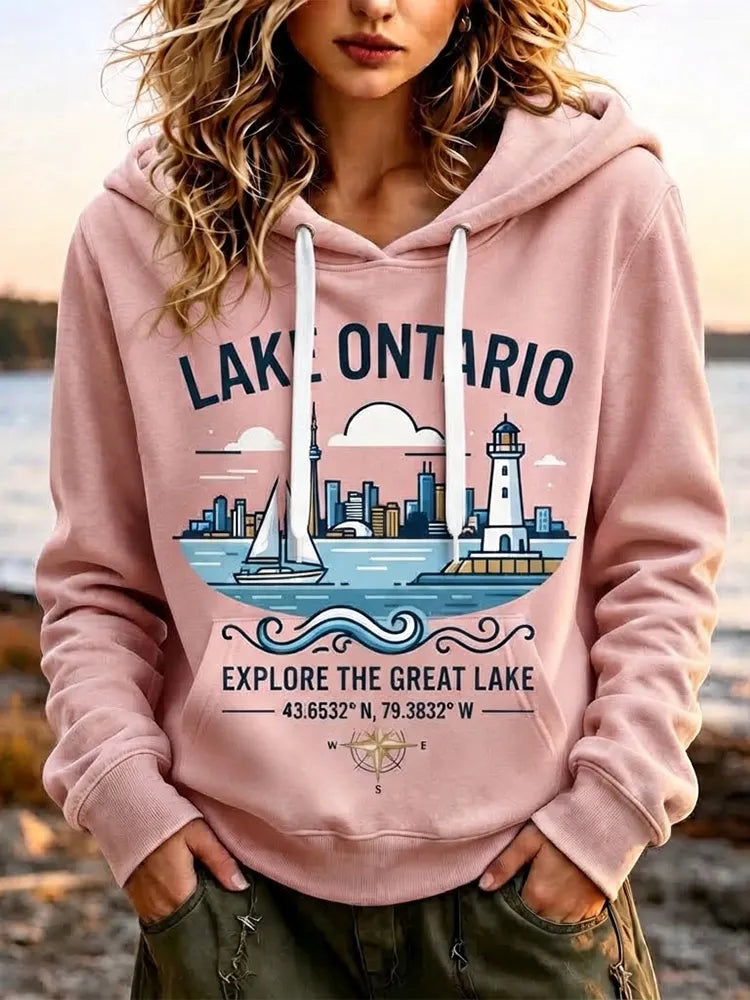 Cardydony Women's Lake Ontario Graphic Hoodie