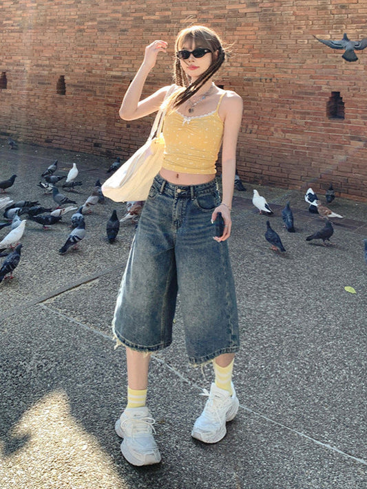 Cardydony Women's Vintage Denim Bermuda Shorts for Women | Wide Leg Streetwear Jean Shorts Y2K Retro