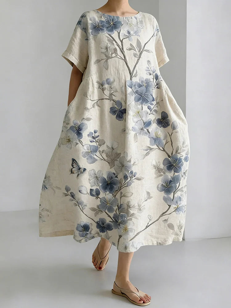 Cardydony Women's Japanese-style Floral Print Casual Dress