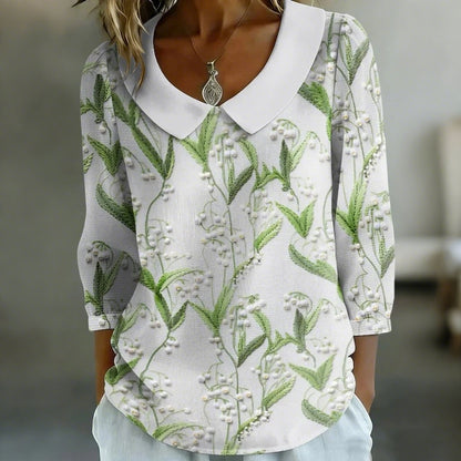 Cardydony Women's Lily Of The Valley Print Casual Shirt